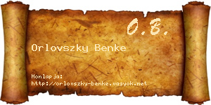 Orlovszky Benke névjegykártya
